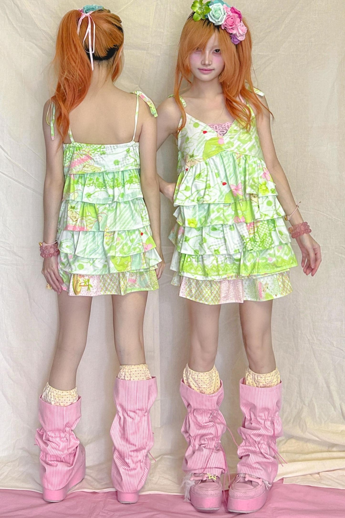 Candy Stripe Polka Drawstring Sock Cover