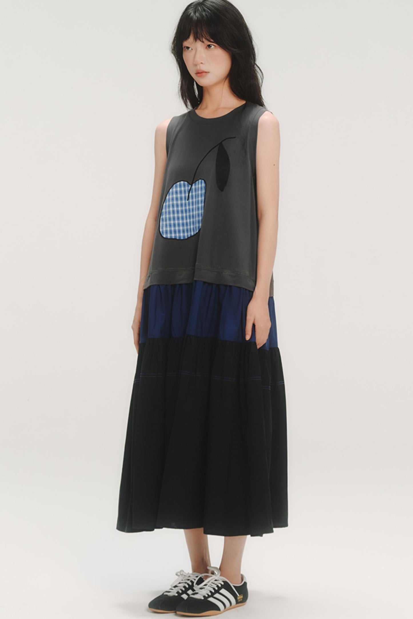 Cherry Applique Long Vest Dress