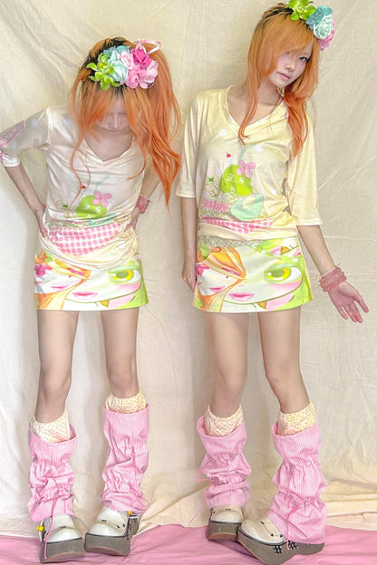 Candy Stripe Polka Drawstring Sock Cover