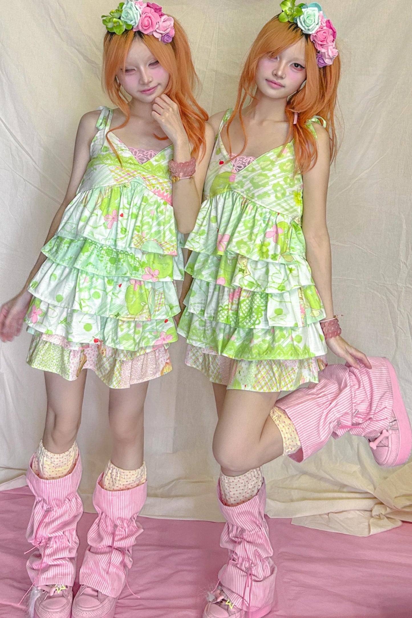 Candy Stripe Polka Drawstring Sock Cover