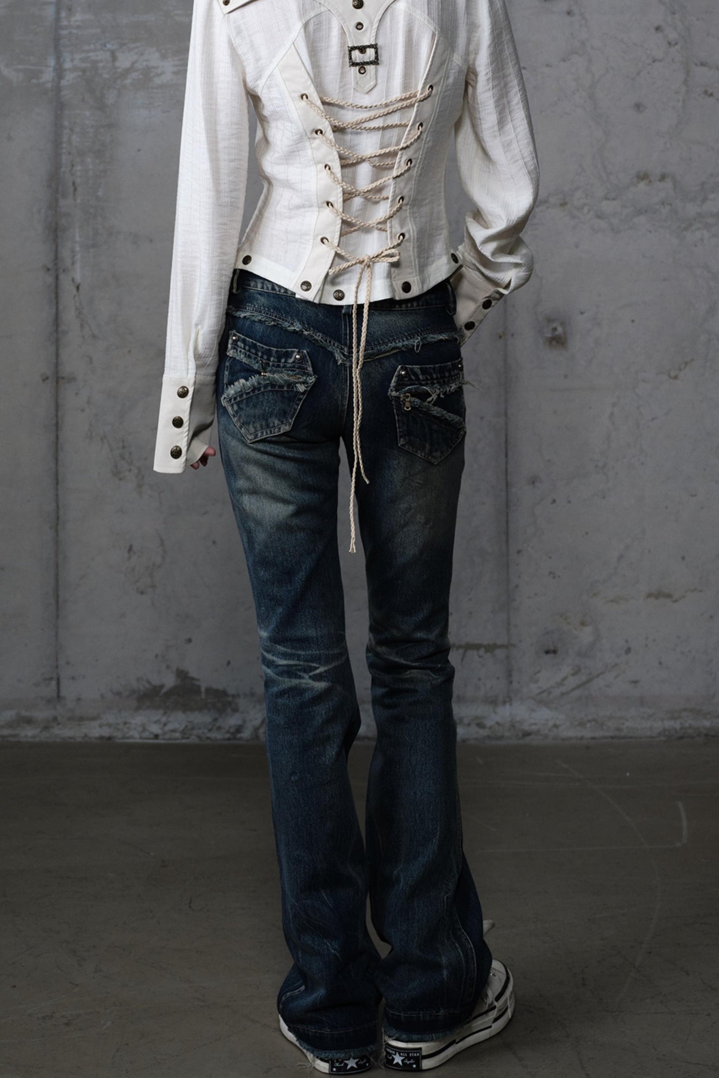 Distressed Straight Slim Jeans