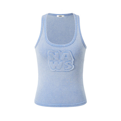 Textured Woolen U-Neck Tank Top