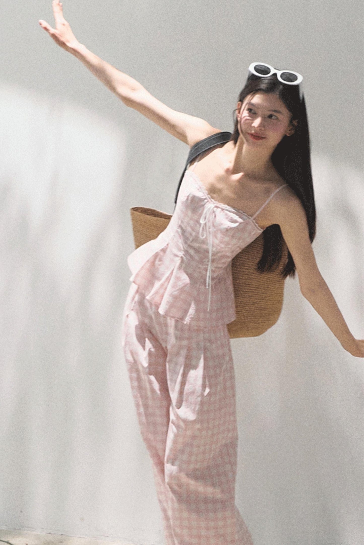 Plaid Linen Suspenders Set-Up