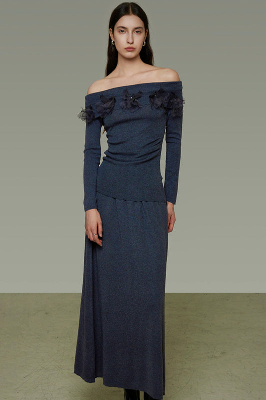 Autumn Knit One-Shoulder Dress