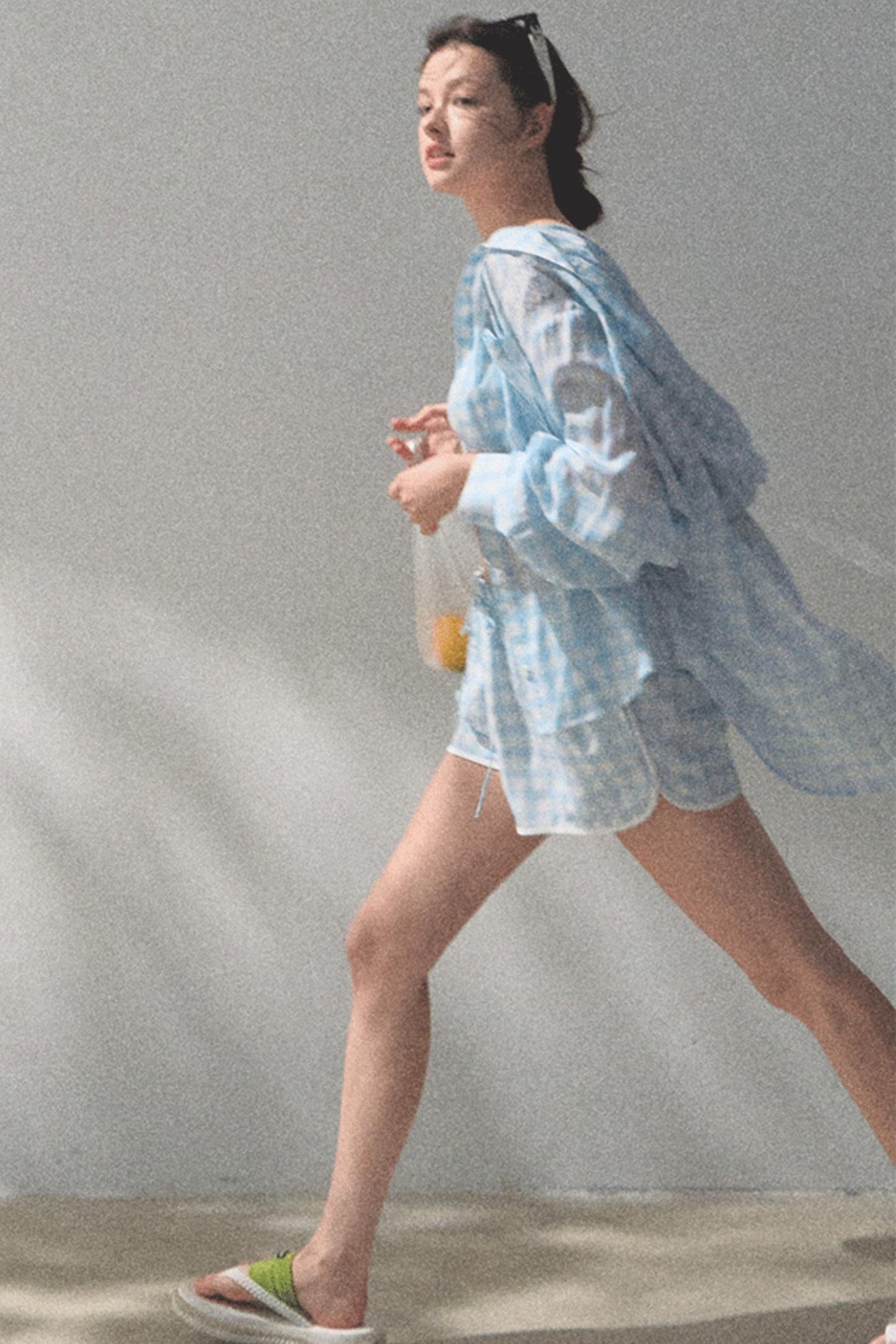 Tencel Hooded Sun Shirt & Plaid Shorts Set-Up