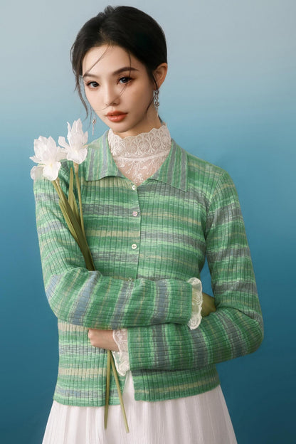 Green Chipping Knit Jacket