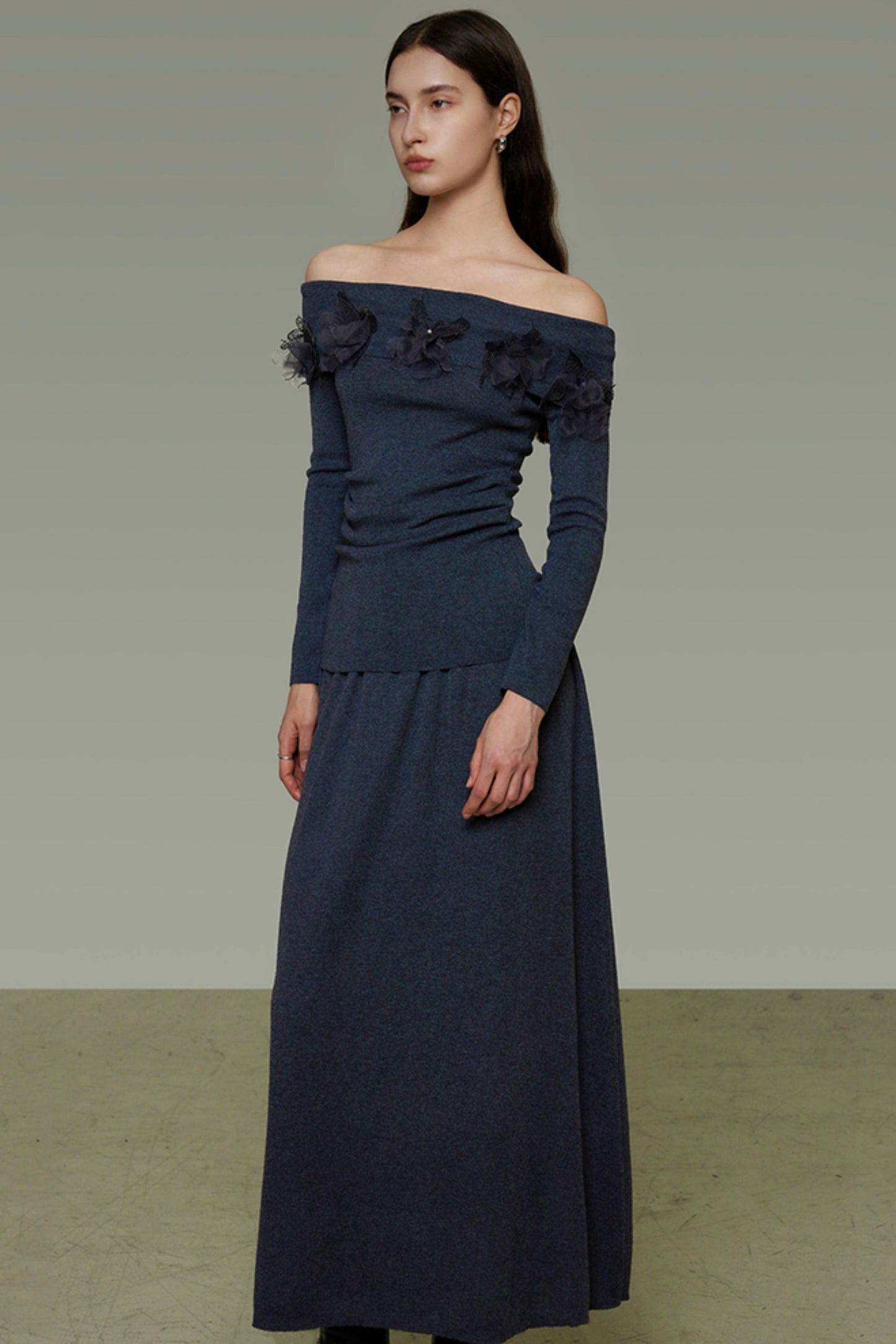 Autumn Knit One-Shoulder Dress