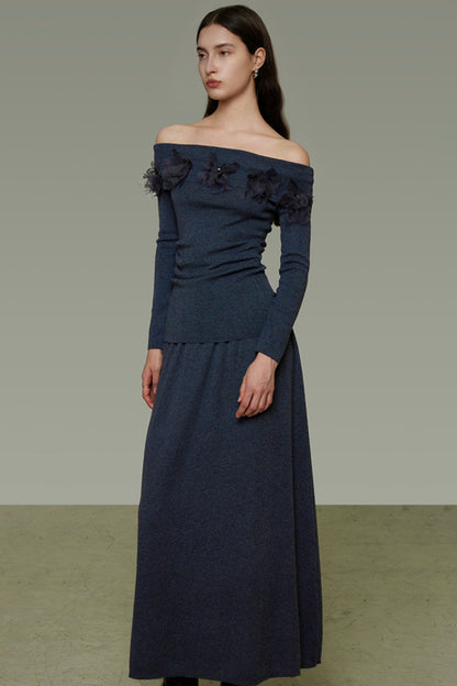 Autumn Knit One-Shoulder Dress