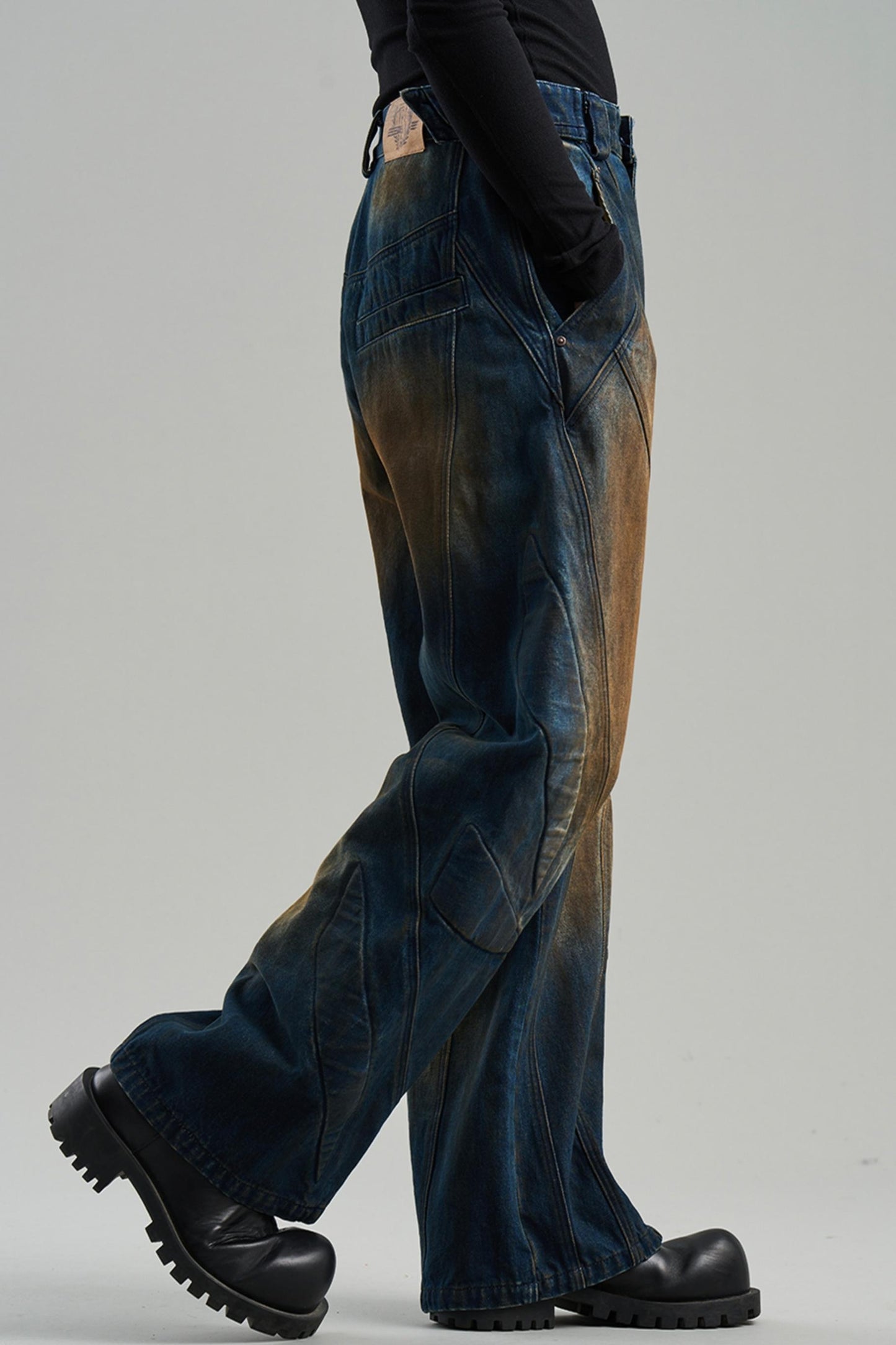 Rivet Mid-Rise Denim Trousers