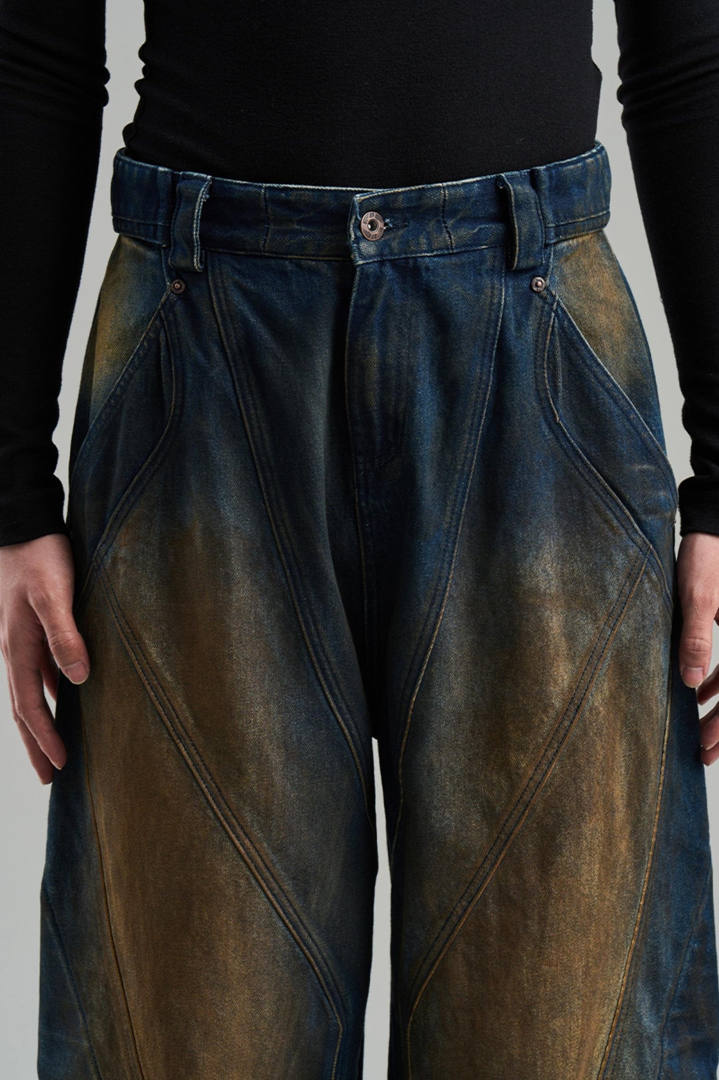 Rivet Mid-Rise Denim Trousers