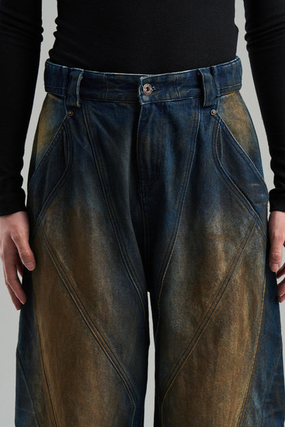 Rivet Mid-Rise Denim Trousers