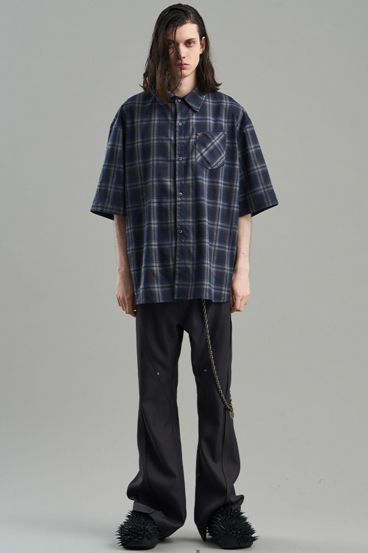 Luxury Studded Plaid Shirt