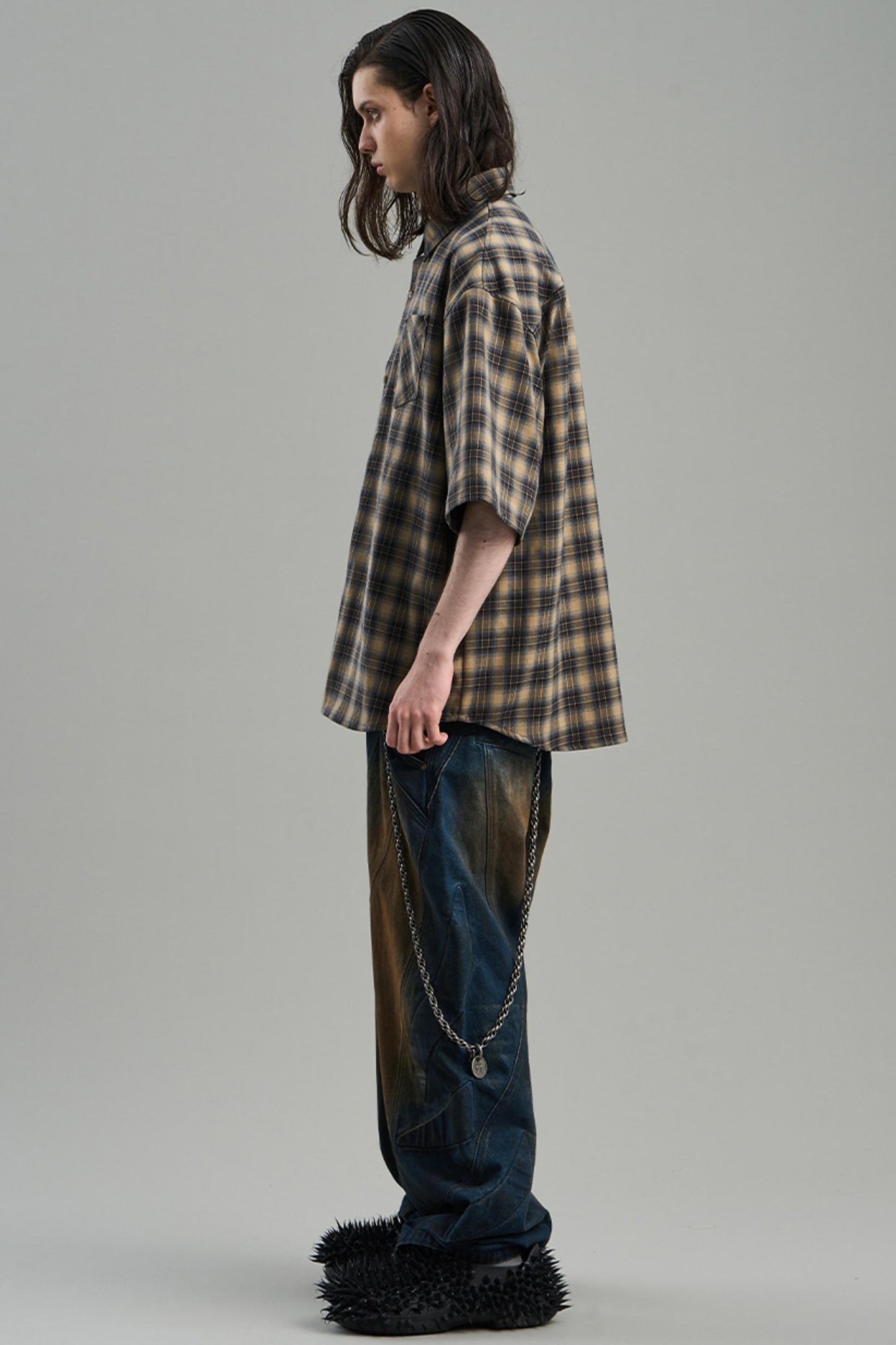 Luxury Studded Plaid Shirt