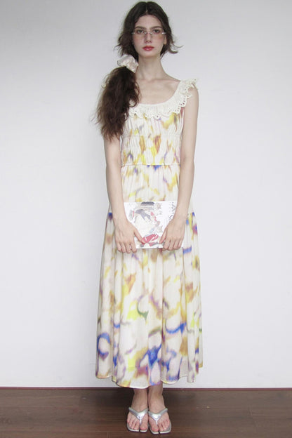 Conservatory Linen Smudge Print Dress