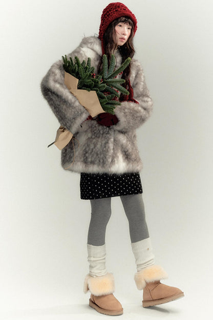 Fawn Eco Fur Hooded Coat