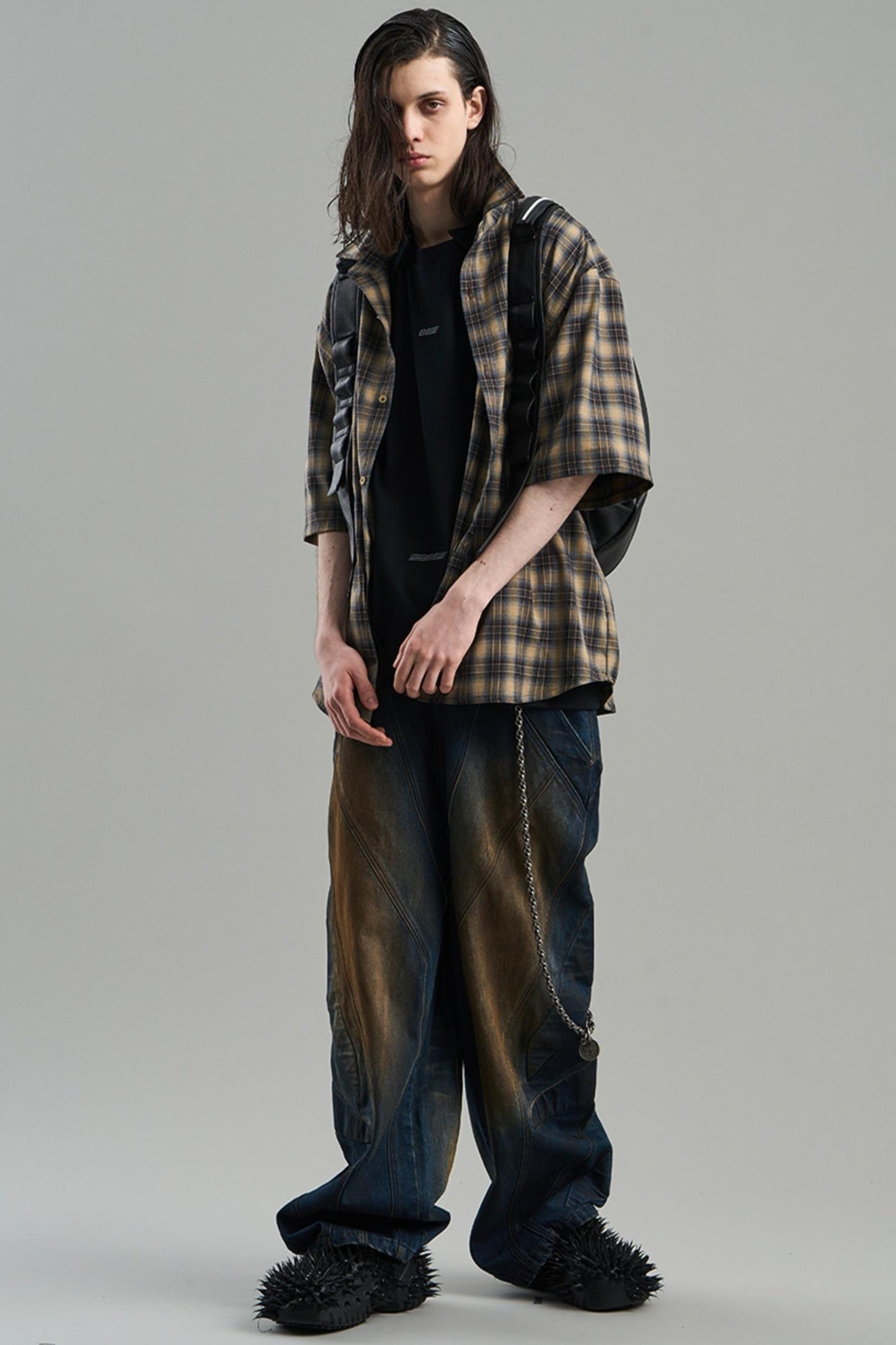 Luxury Studded Plaid Shirt