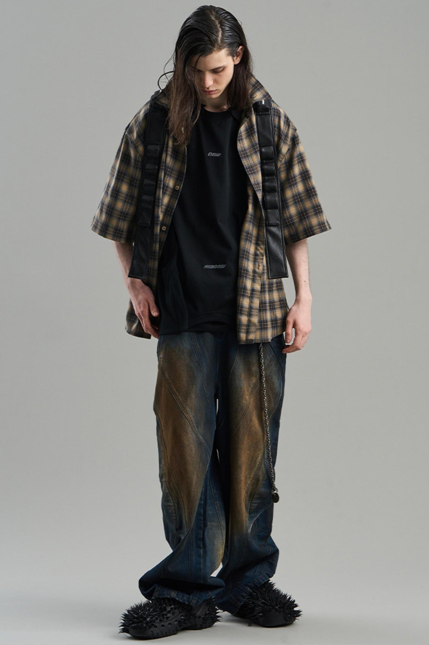 Luxury Studded Plaid Shirt