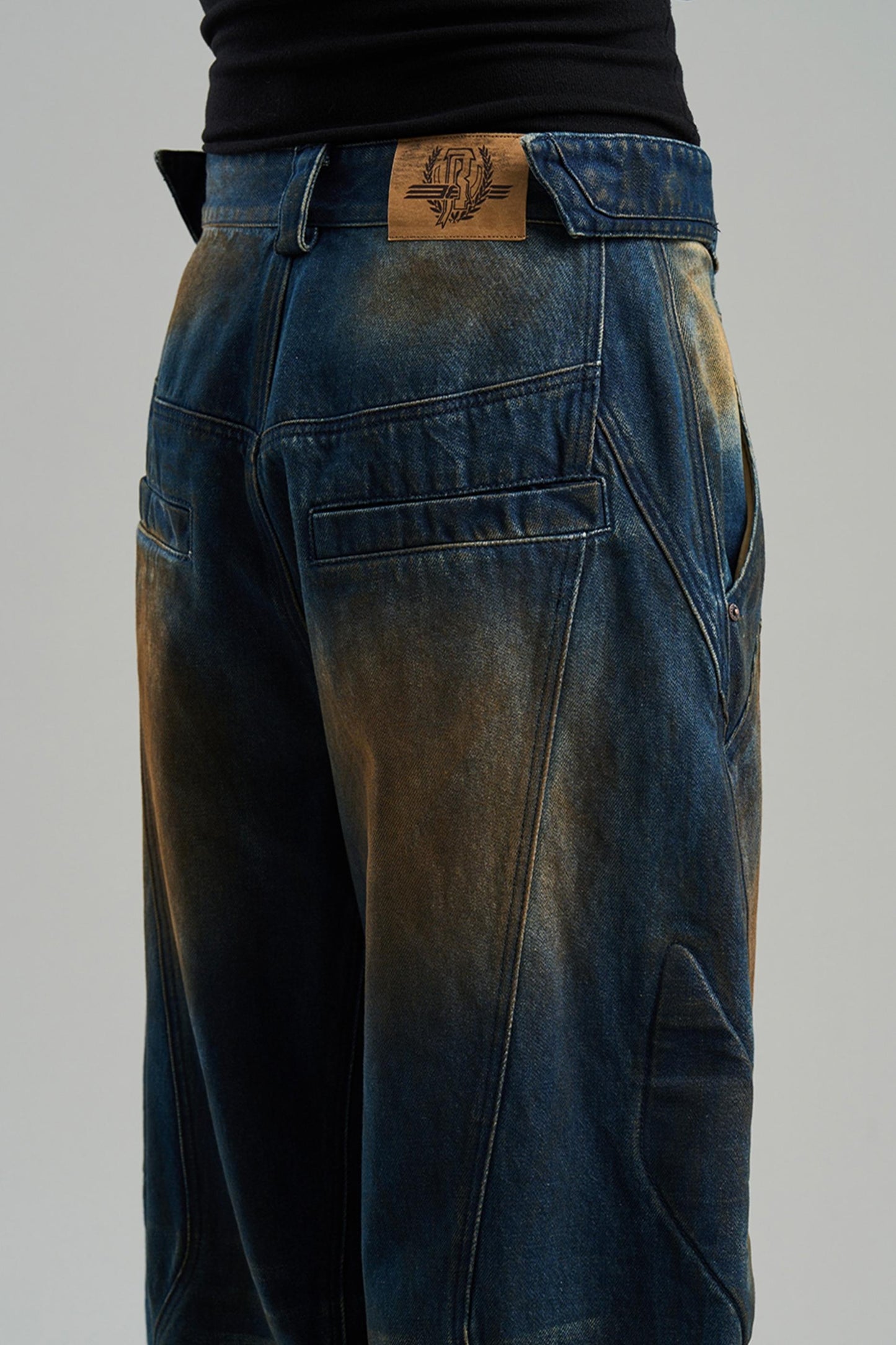 Rivet Mid-Rise Denim Trousers