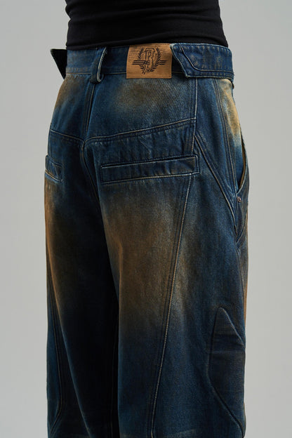 Rivet Mid-Rise Denim Trousers