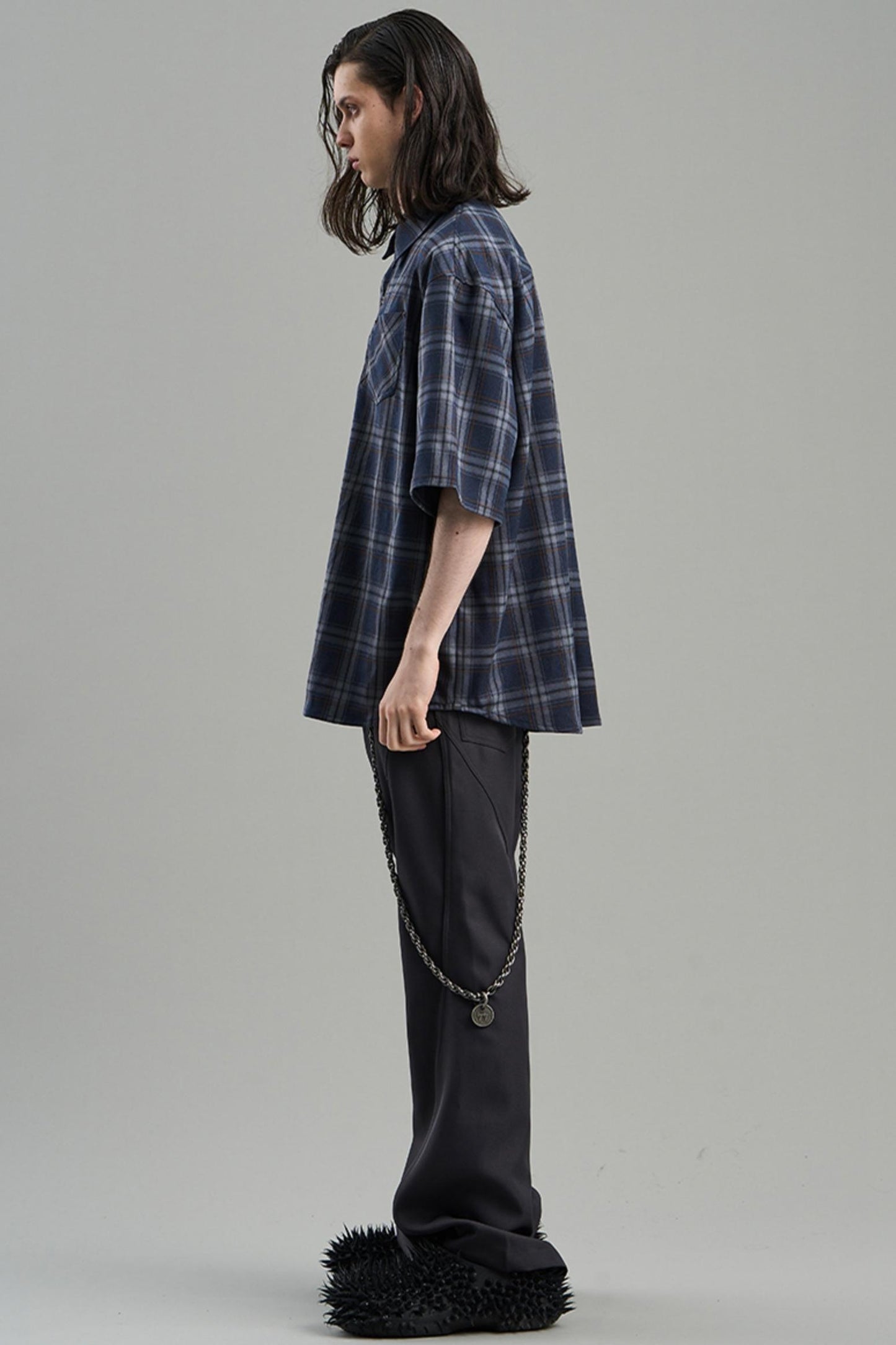 Luxury Studded Plaid Shirt