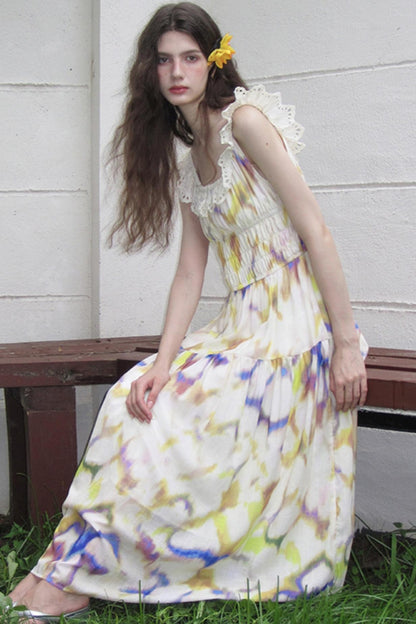 Conservatory Linen Smudge Print Dress