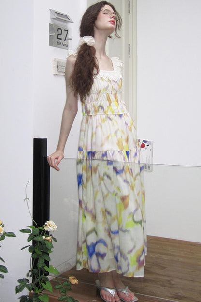 Conservatory Linen Smudge Print Dress