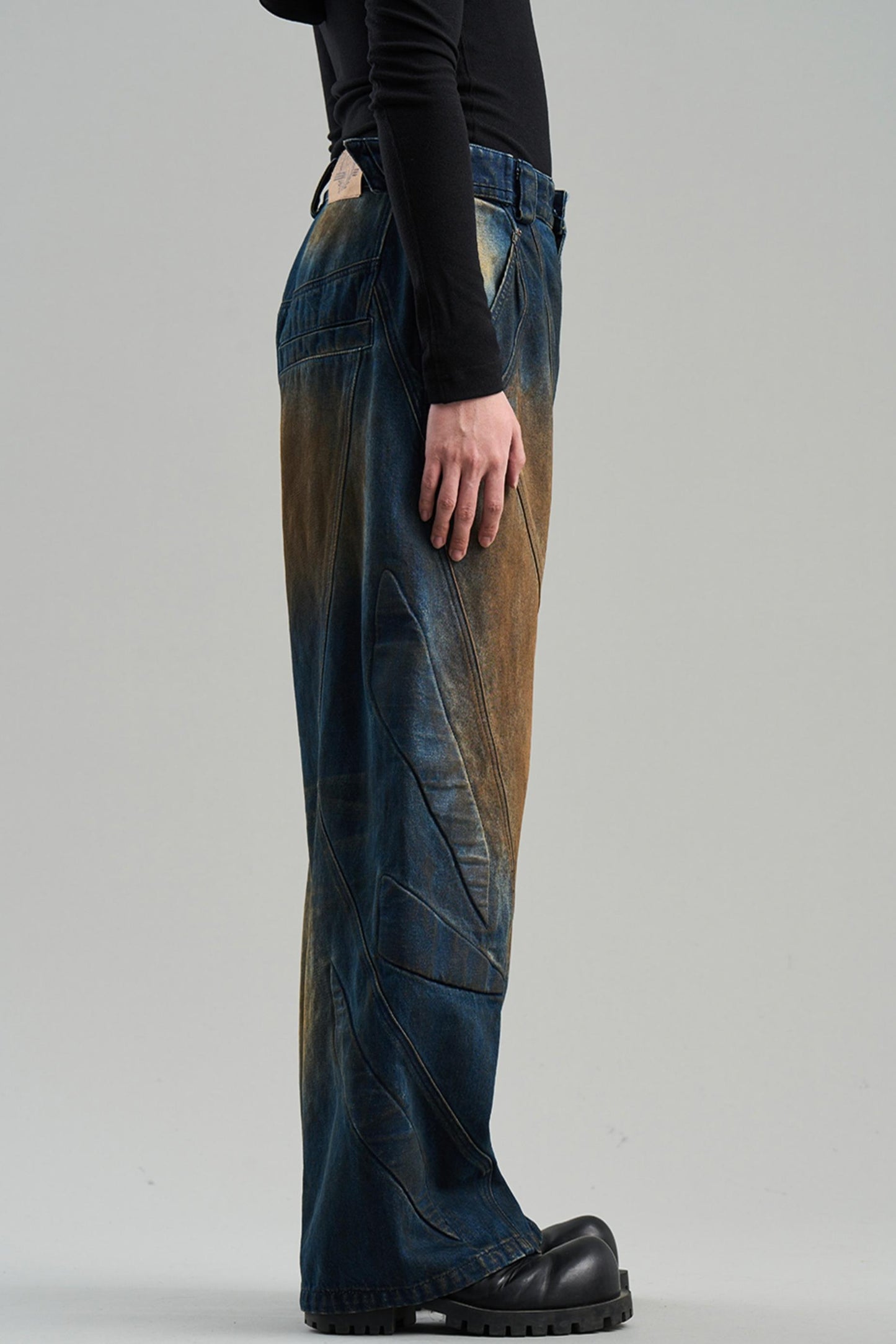 Rivet Mid-Rise Denim Trousers