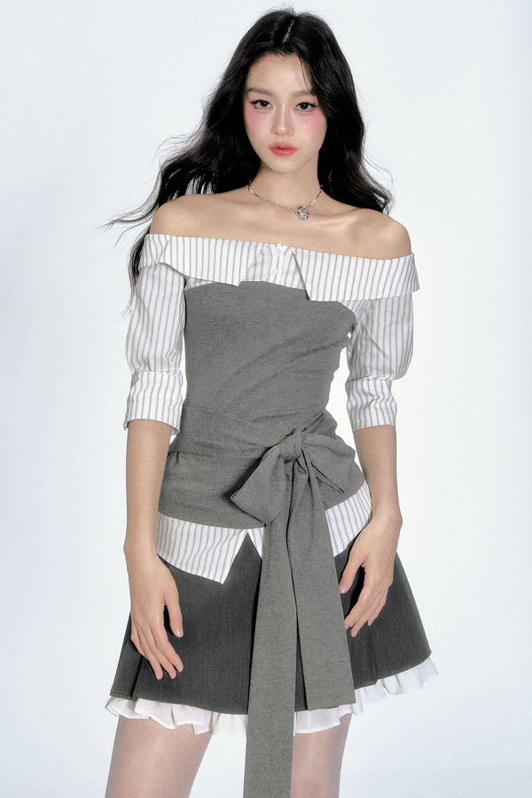 Patchwork One-Shoulder Top