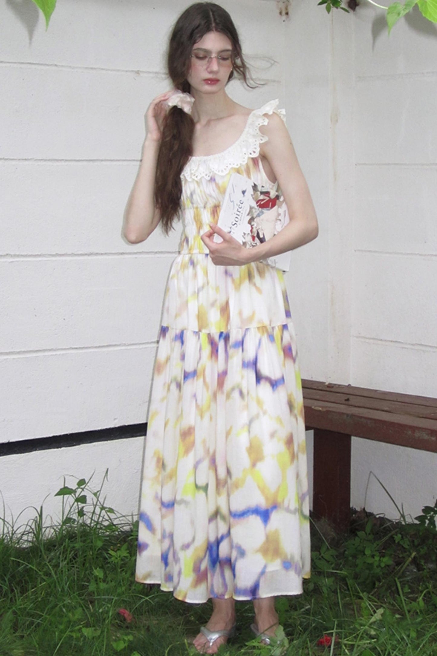 Conservatory Linen Smudge Print Dress