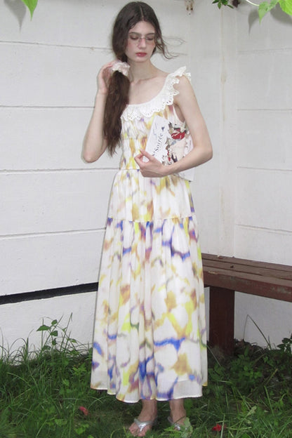 Conservatory Linen Smudge Print Dress