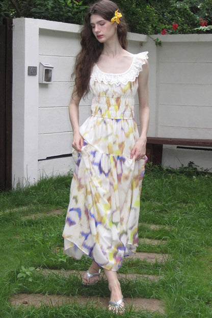 Conservatory Linen Smudge Print Dress