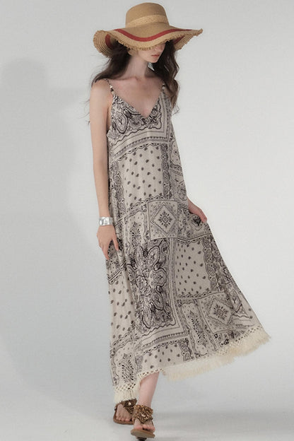 Sunset Bohemian Beaded Slip Dress