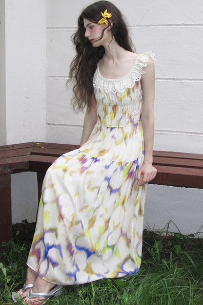 Conservatory Linen Smudge Print Dress