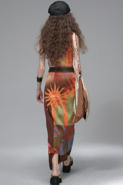 Gypsy Sunset Pleated Dress