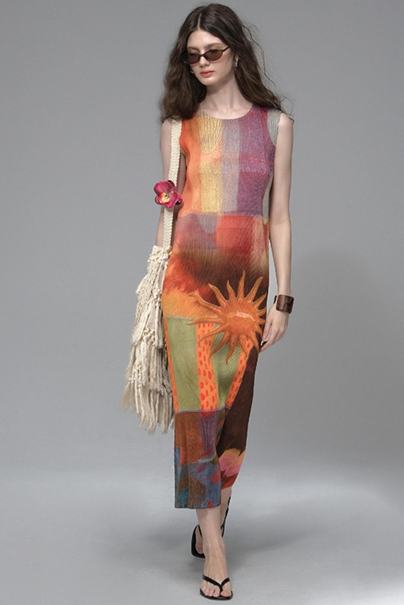 Gypsy Sunset Pleated Dress
