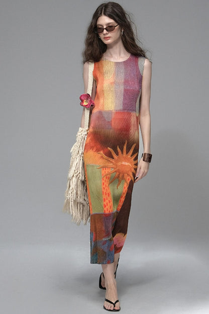 Gypsy Sunset Pleated Dress
