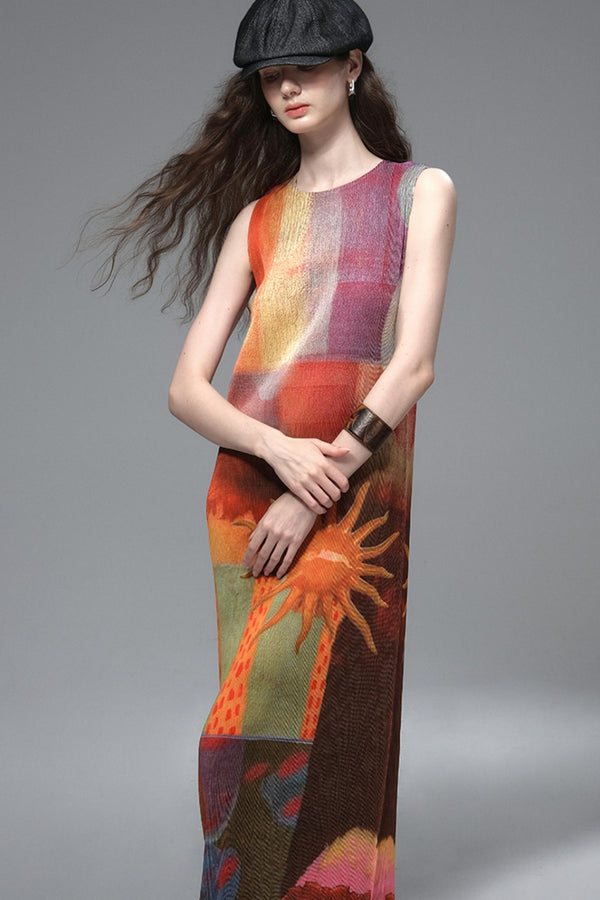 Gypsy Sunset Pleated Dress