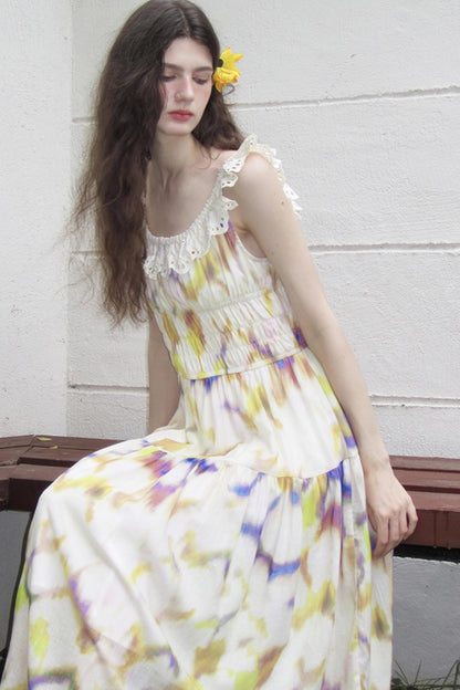 Conservatory Linen Smudge Print Dress