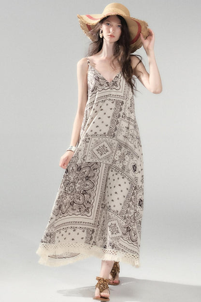 Sunset Bohemian Beaded Slip Dress