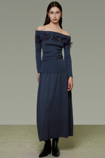 Autumn Knit One-Shoulder Dress