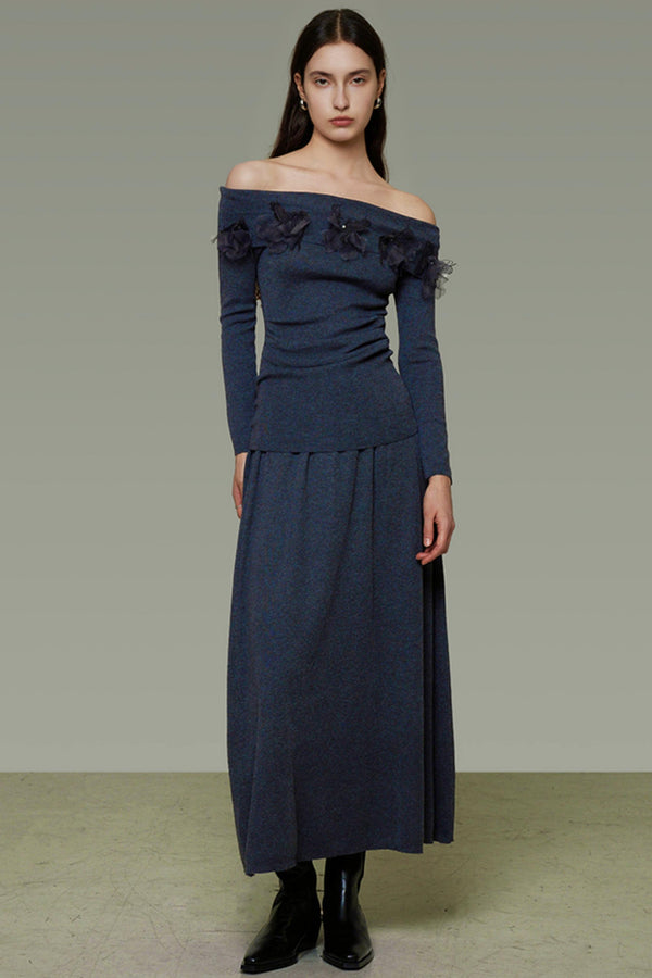 Autumn Knit One-Shoulder Dress