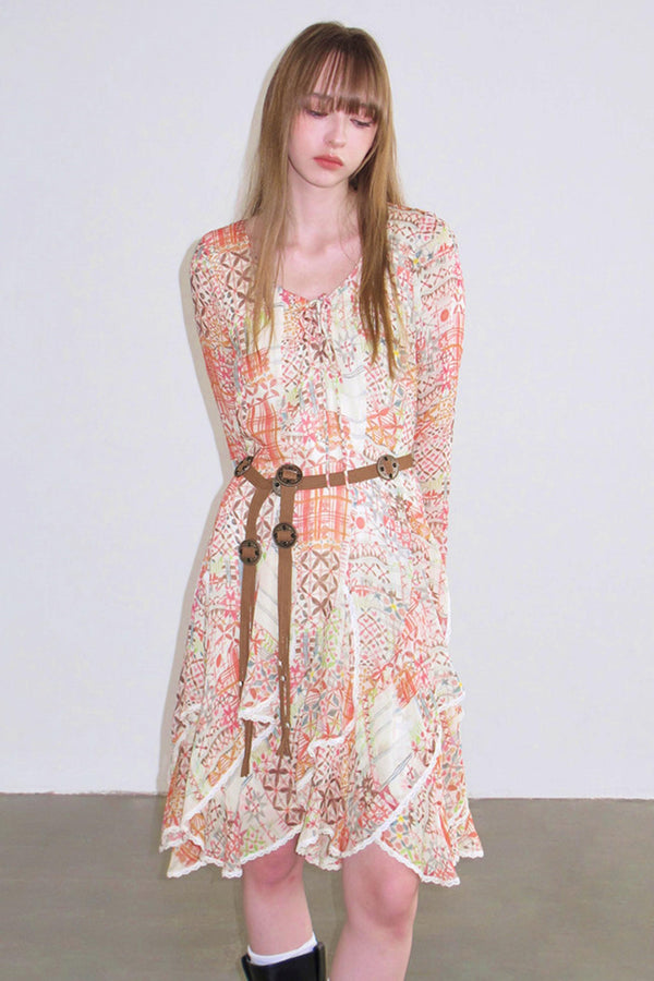 Chiffon Graffiti Irregular Dress