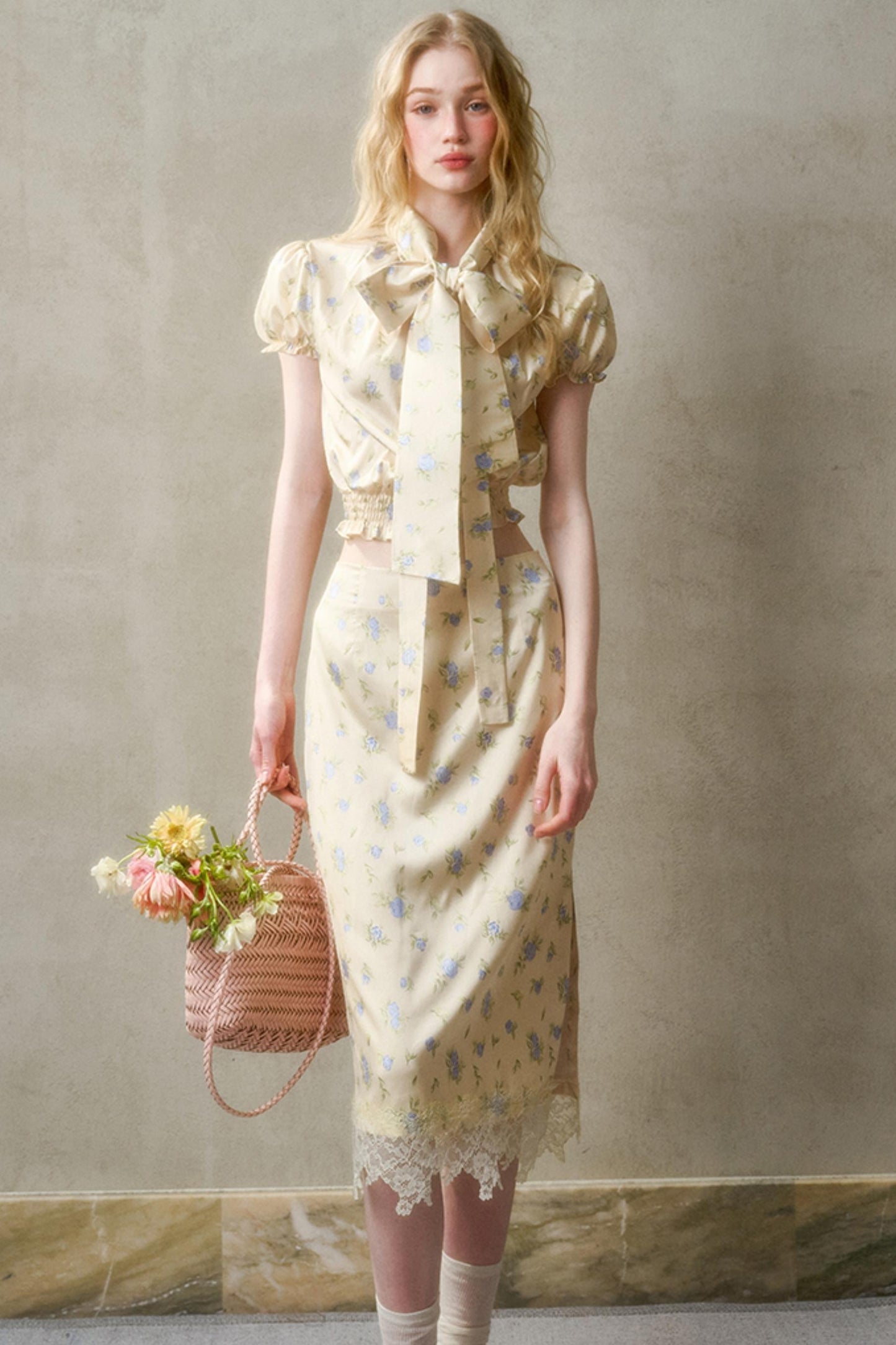 Elegant Lace Skirt Shirt Set-Up