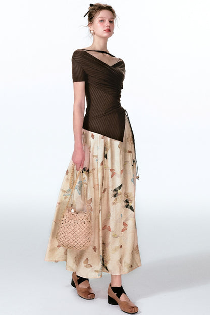 Butterfly Pleat Top With Maxi Skirt Set-Up