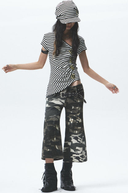 Embroidered Striped Tee