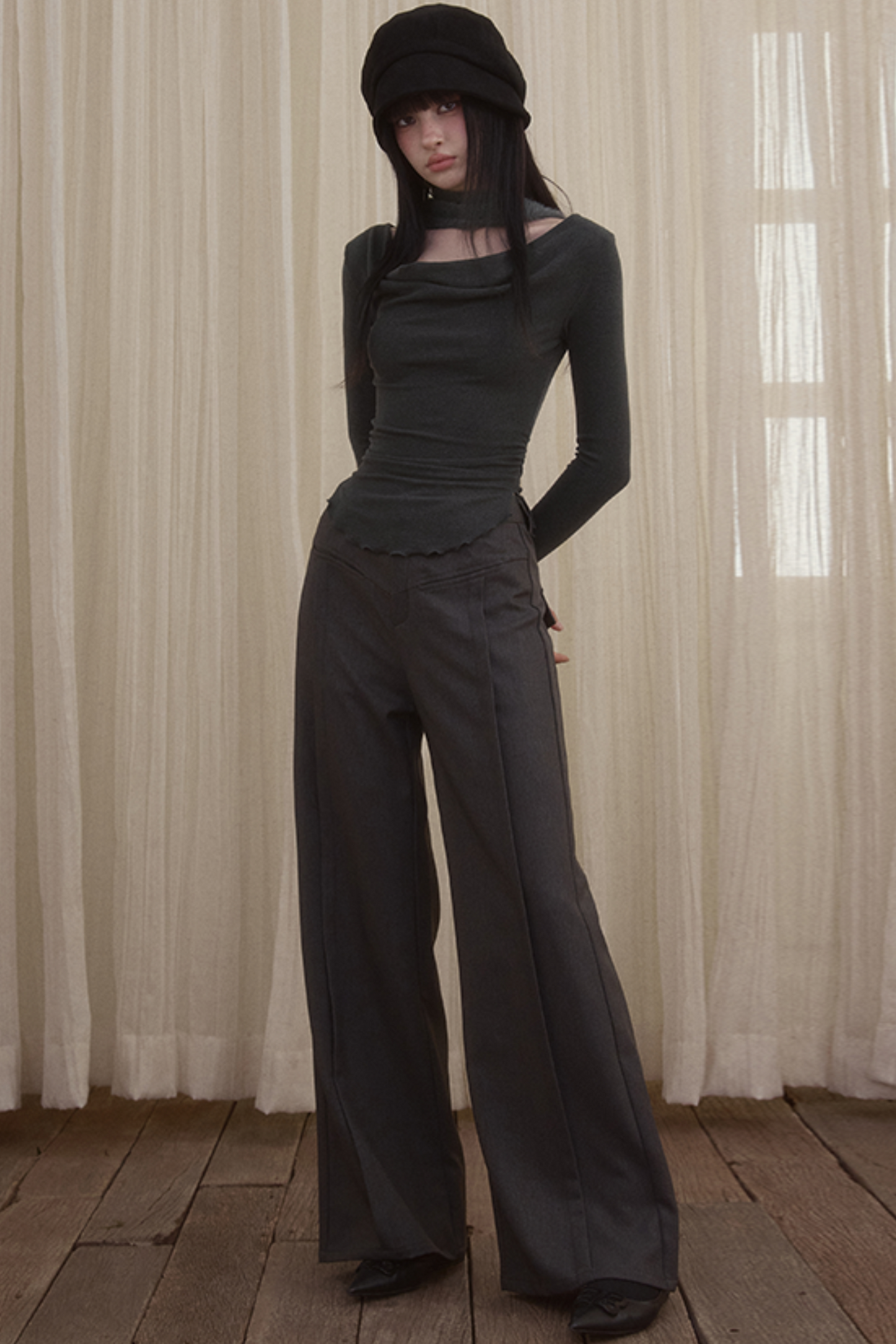 High-Rise Straight Trousers