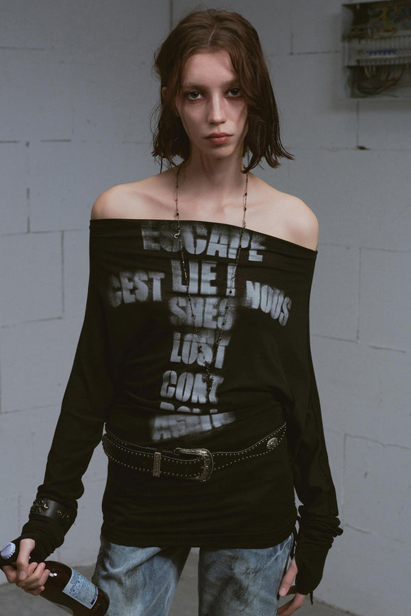 One-Shoulder Printed Tencel Top