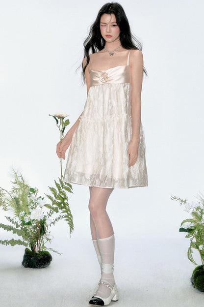 Sweet Jacquard Halter Dress