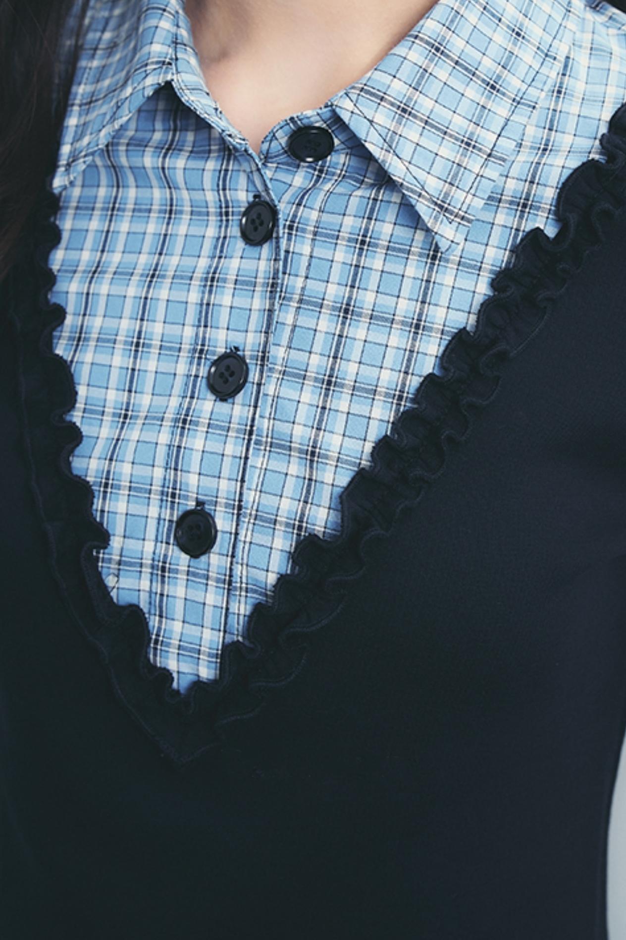 Checked Polo Shirt And Pleated Skirt Set-Up