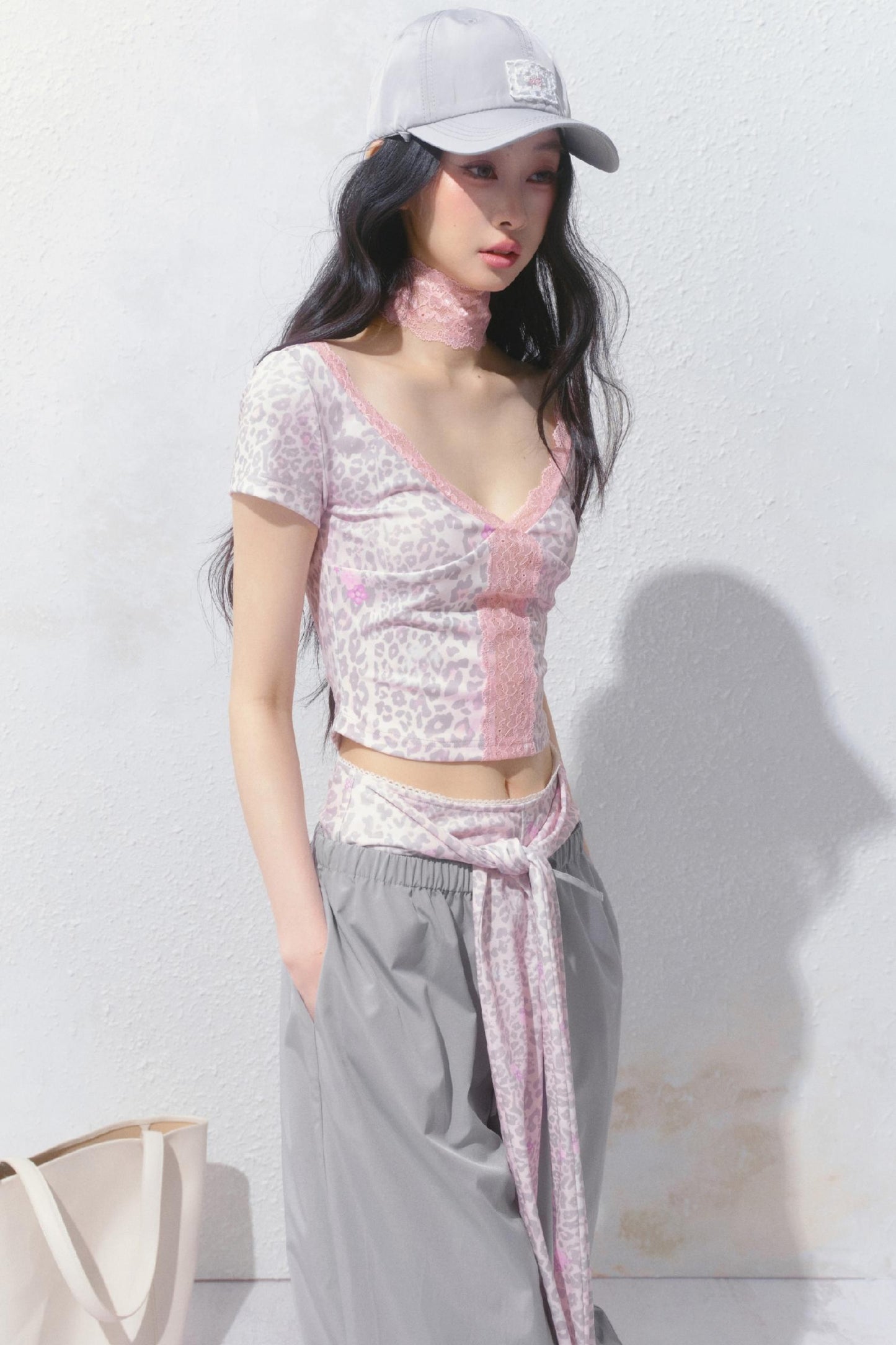 Pink Leopard V-Neck Tee